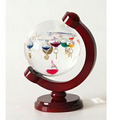 Globe Galileo Thermometer w/ Wood Axis Stand (7.75")